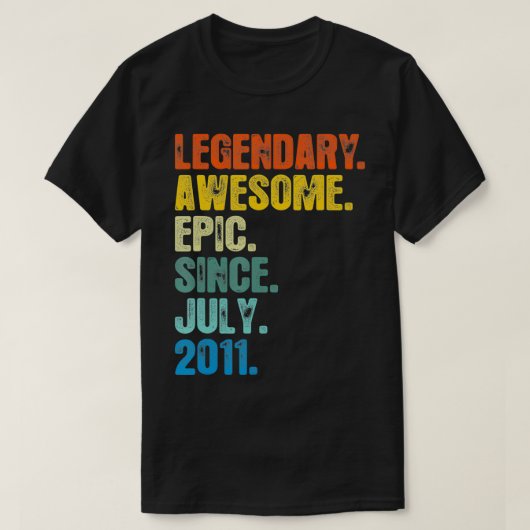 Retro Legendary sinds juli 2011 T 10 Years old T-shirt (Design voorkant)