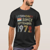 Retro Legendary sinds september 1972 47e verjaarda T-shirt (Voorkant)