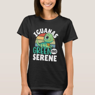 Retro leguanen groen en serene reptiel huisdier t-shirt