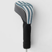 Retro Leigrayze Drie Speldstrepen met Naam Golfheadcover (Schuin)