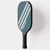 Retro Leigrijs met Drie Strepen en Naam Pickleball Paddle (Links)