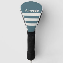 Retro Leigrijze Drie-rijige Strepen met Naam Golfheadcover