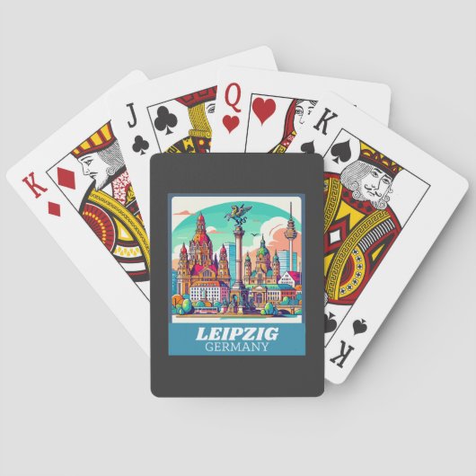 Retro Leipzig Skyline Pokerkaarten (Achterkant)