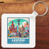Retro Leipzig Skyline Sleutelhanger (Achterkant)