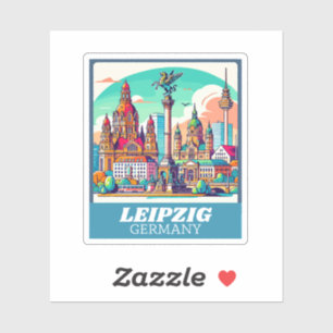 Retro Leipzig Skyline Sticker