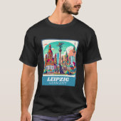 Retro Leipzig Skyline T-shirt (Voorkant)