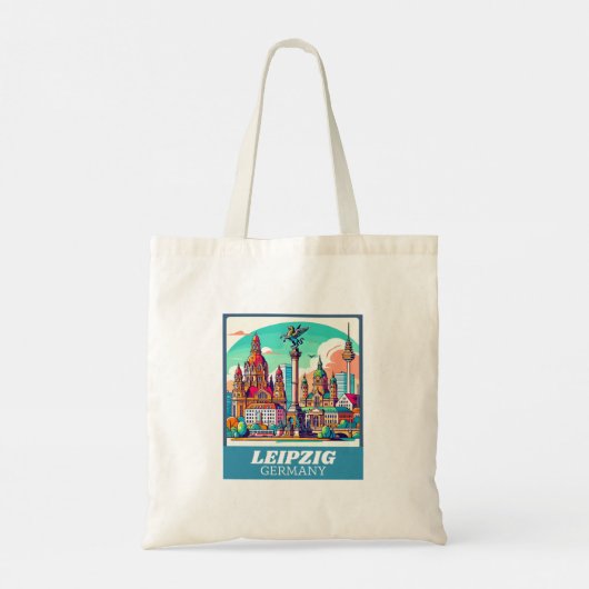 Retro Leipzig Skyline Tote Bag (Achterkant)
