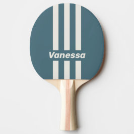 Retro Leiste Grijs Drie Pin Strepen met Naam Tafeltennisbatje