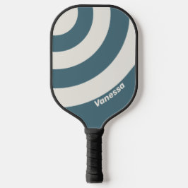 Retro Leisteengrijs Drie Cirkel Streep met Naam Pickleball Paddle