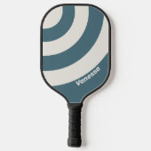Retro Leisteengrijs Drie Cirkel Streep met Naam Pickleball Paddle (Achterkant)