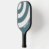 Retro Leisteengrijs Drie Cirkel Streep met Naam Pickleball Paddle (Links)