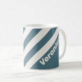 Retro Leisteengrijs Drie Strepen met Naam Koffiemok (Voorkant rechts)