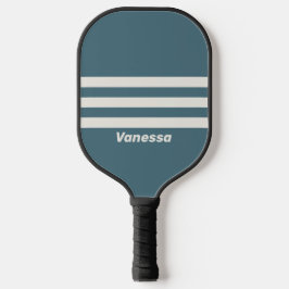 Retro Leisteengrijs met drie banen en naam Pickleball Paddle