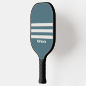 Retro Leisteengrijs met drie banen en naam Pickleball Paddle (Links)