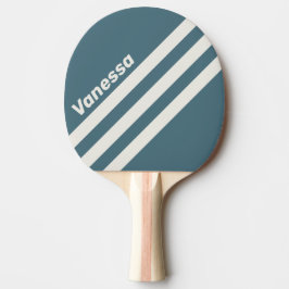 Retro Leisteergrijs Driehoekige Strepen met Naam Tafeltennisbatje