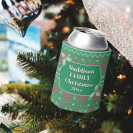 Retro lelijke kersttrui in het groen blikjeskoeler