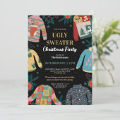 Retro  Lelijke Kersttrui Vakantie Feest Kaart (Staand voorkant)