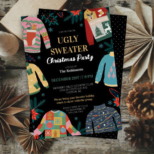 Retro  Lelijke Kersttrui Vakantie Feest Kaart