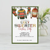 Retro Lelijke trui Kerstfeest Kaart (Staand voorkant)