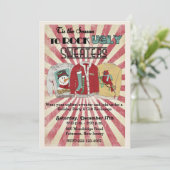 Retro lelijke trui Kerstfeest uitnodiging (Staand voorkant)