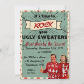 Retro lelijke trui Kerstfeest uitnodiging (Voorkant)