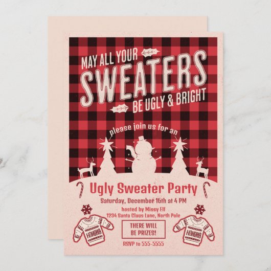 Retro Lelijke trui Party Kerstmis Kaart (Voorkant / Achterkant)