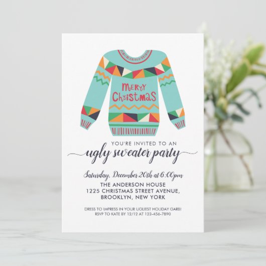 Retro Lelijke Trui Vrolijk Kerstfeest Kaart (Staand voorkant)