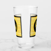 Retro Lemon Yellow Black Monogram Glas (Rechts)