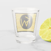 Retro Lemon Yellow Black Monogram Shot Glass Shot Glas (Achterkant)