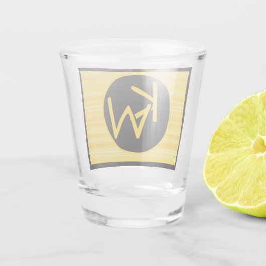 Retro Lemon Yellow Black Monogram Shot Glass Shot Glas (Achterkant)