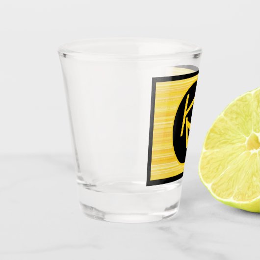 Retro Lemon Yellow Black Monogram Shot Glass Shot Glas (Links)