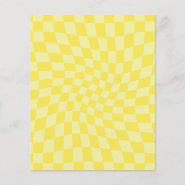 Retro Lemon Yellow Pastel Warped Checkerboard (Voorkant)