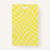 Retro Lemon Yellow Pastel Warped Checkerboard Badge (Voorkant)