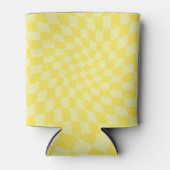 Retro Lemon Yellow Pastel Warped Checkerboard Blikjeskoeler (Voorkant)