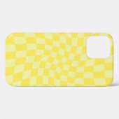 Retro Lemon Yellow Pastel Warped Checkerboard Case-Mate iPhone Case (Achterkant (horizontaal))