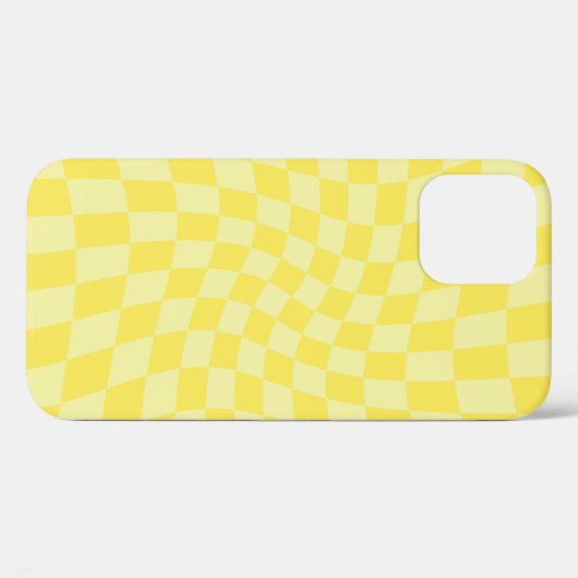 Retro Lemon Yellow Pastel Warped Checkerboard Case-Mate iPhone Case (Achterkant (horizontaal))