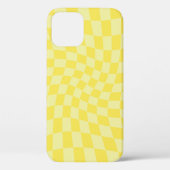Retro Lemon Yellow Pastel Warped Checkerboard Case-Mate iPhone Case (Achterkant)