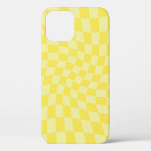 Retro Lemon Yellow Pastel Warped Checkerboard Case-Mate iPhone Case