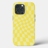 Retro Lemon Yellow Pastel Warped Checkerboard Case-Mate iPhone Case (Achterkant)