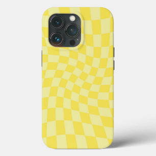 Retro Lemon Yellow Pastel Warped Checkerboard Case-Mate iPhone Case
