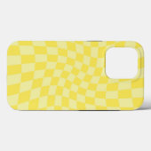 Retro Lemon Yellow Pastel Warped Checkerboard Case-Mate iPhone Case (Achterkant (horizontaal))