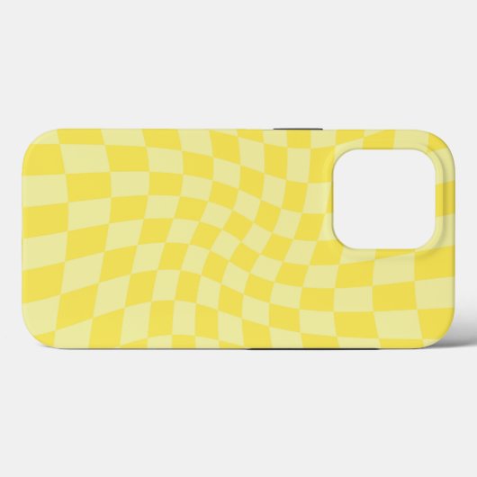 Retro Lemon Yellow Pastel Warped Checkerboard Case-Mate iPhone Case (Achterkant (horizontaal))