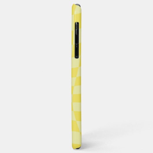 Retro Lemon Yellow Pastel Warped Checkerboard Case-Mate iPhone Case (Achterkant/links)