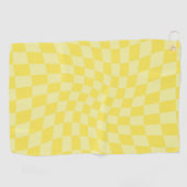 Retro Lemon Yellow Pastel Warped Checkerboard Golfhanddoek (Horizontaal)