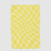 Retro Lemon Yellow Pastel Warped Checkerboard Golfhanddoek (Voorkant)
