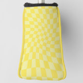 Retro Lemon Yellow Pastel Warped Checkerboard Golfheadcover (Draai 90)