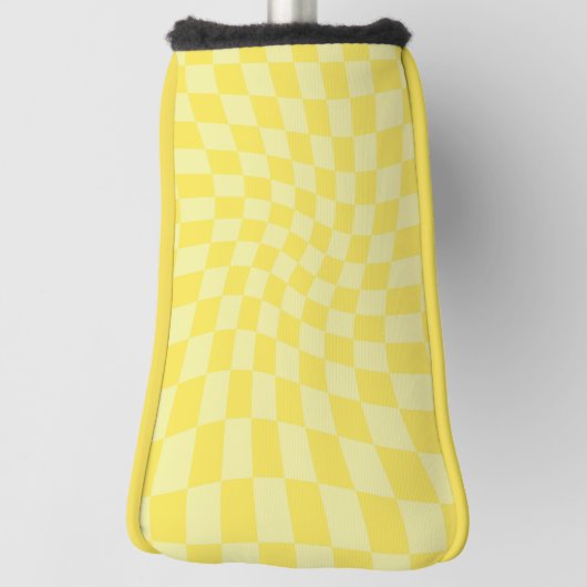 Retro Lemon Yellow Pastel Warped Checkerboard Golfheadcover (Draai 90)