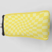 Retro Lemon Yellow Pastel Warped Checkerboard Golfheadcover (Voorkant)