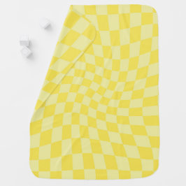 Retro Lemon Yellow Pastel Warped Checkerboard Inbakerdoek
