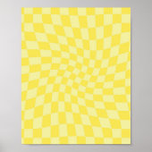 Retro Lemon Yellow Pastel Warped Checkerboard Poster (Voorkant)